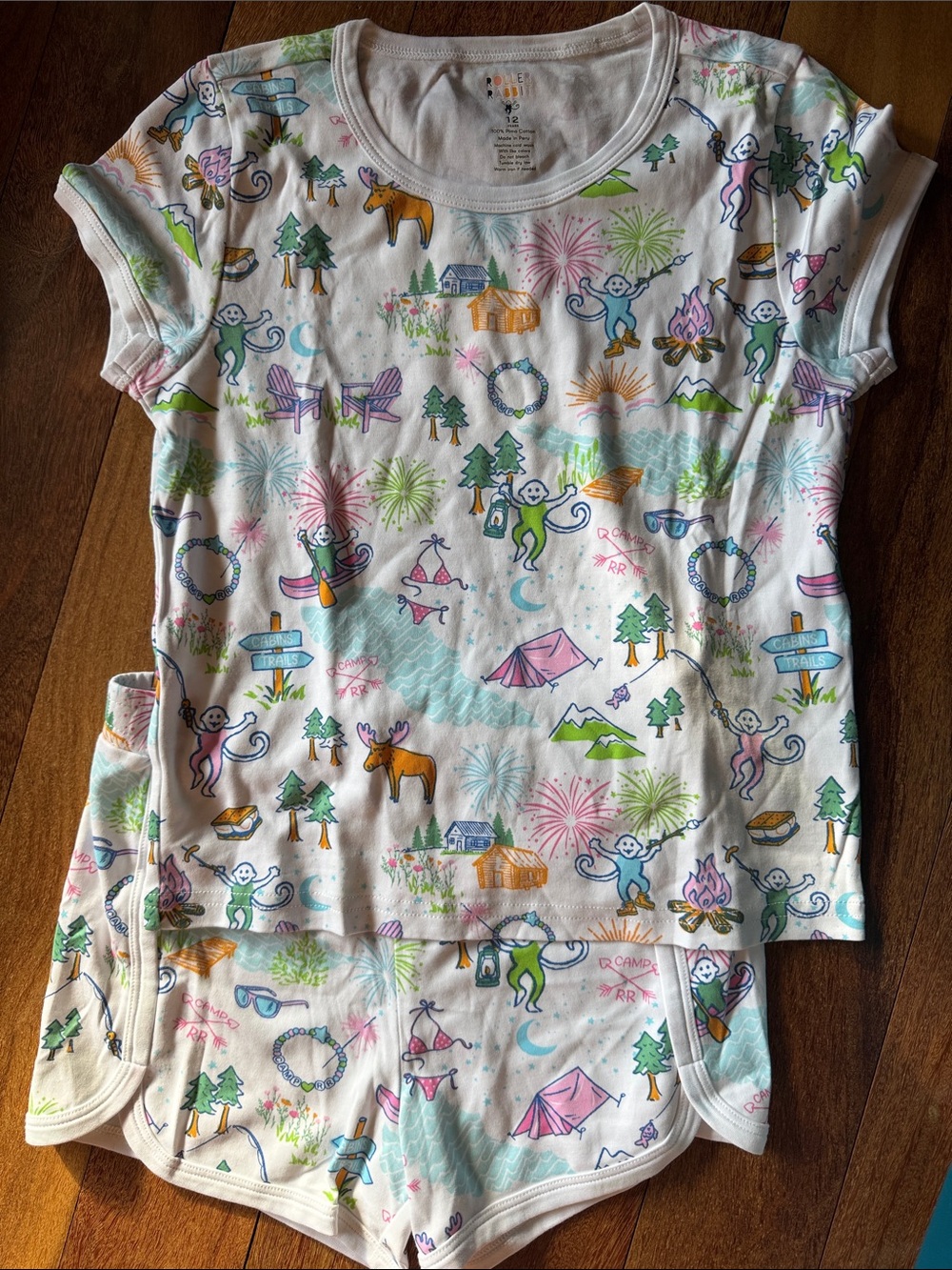 Roller rabbit Kids White Campfire Print Short Pajama Set